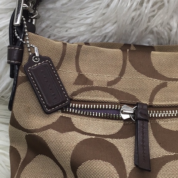 Coach Brown Signature Print Slouch Shoulder/Crossbody Bag - Picture 2 of 11